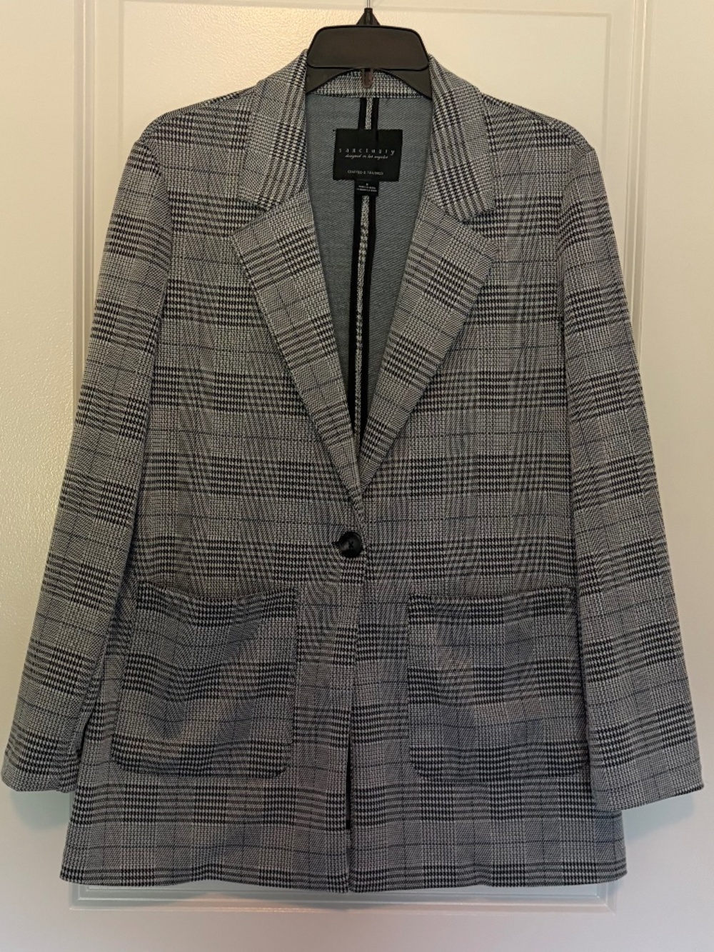 Sanctuary Los Angeles Women's Size Small Black & White Houndstooth Blazer